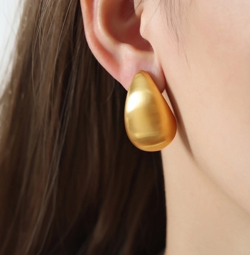 MATTE GOLD & STEEL HIP HOP PUNK SOLID EAR STUD
