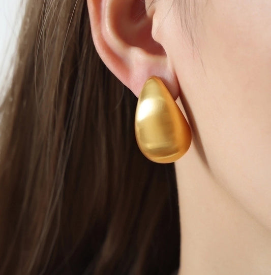 MATTE GOLD & STEEL HIP HOP PUNK SOLID EAR STUD